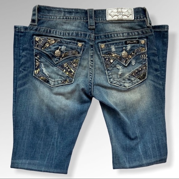 Miss Me Distressed Standard Boot Leg Jeans Sz 25 - Picture 4 of 11